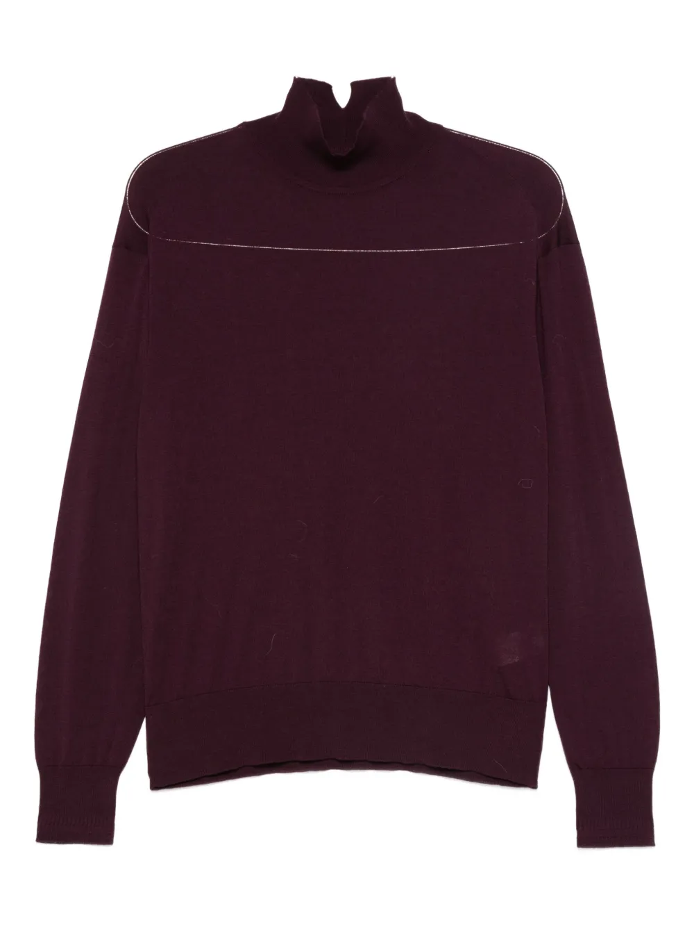 Another Tomorrow Turtleneck Wool Sweater In Burgundy