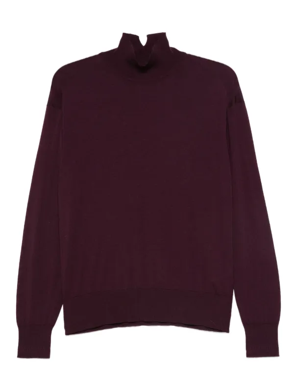 Another Tomorrow Turtleneck Wool Sweater in Purple