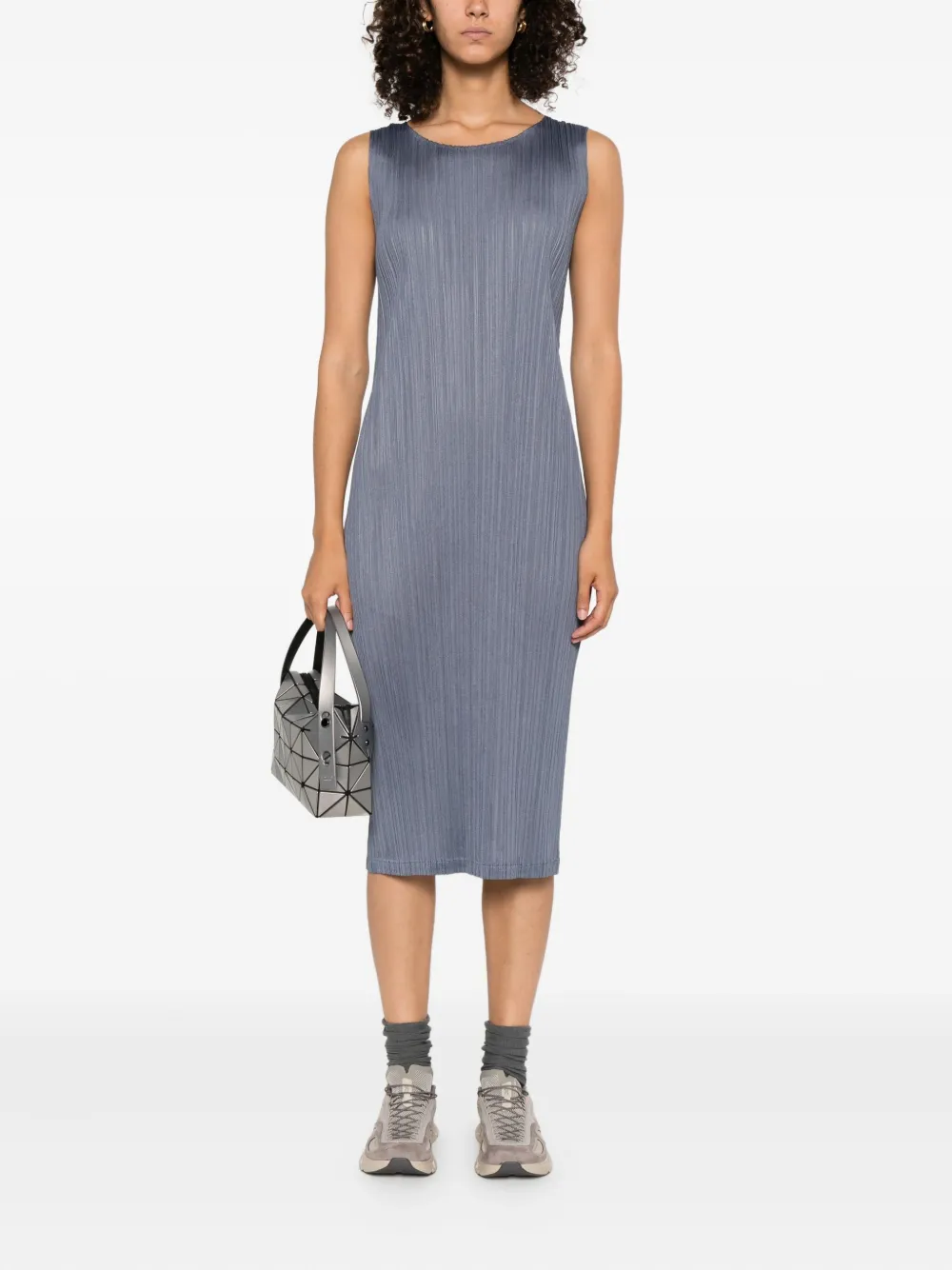 Pleats Please Issey Miyake pleated midi dress Blauw