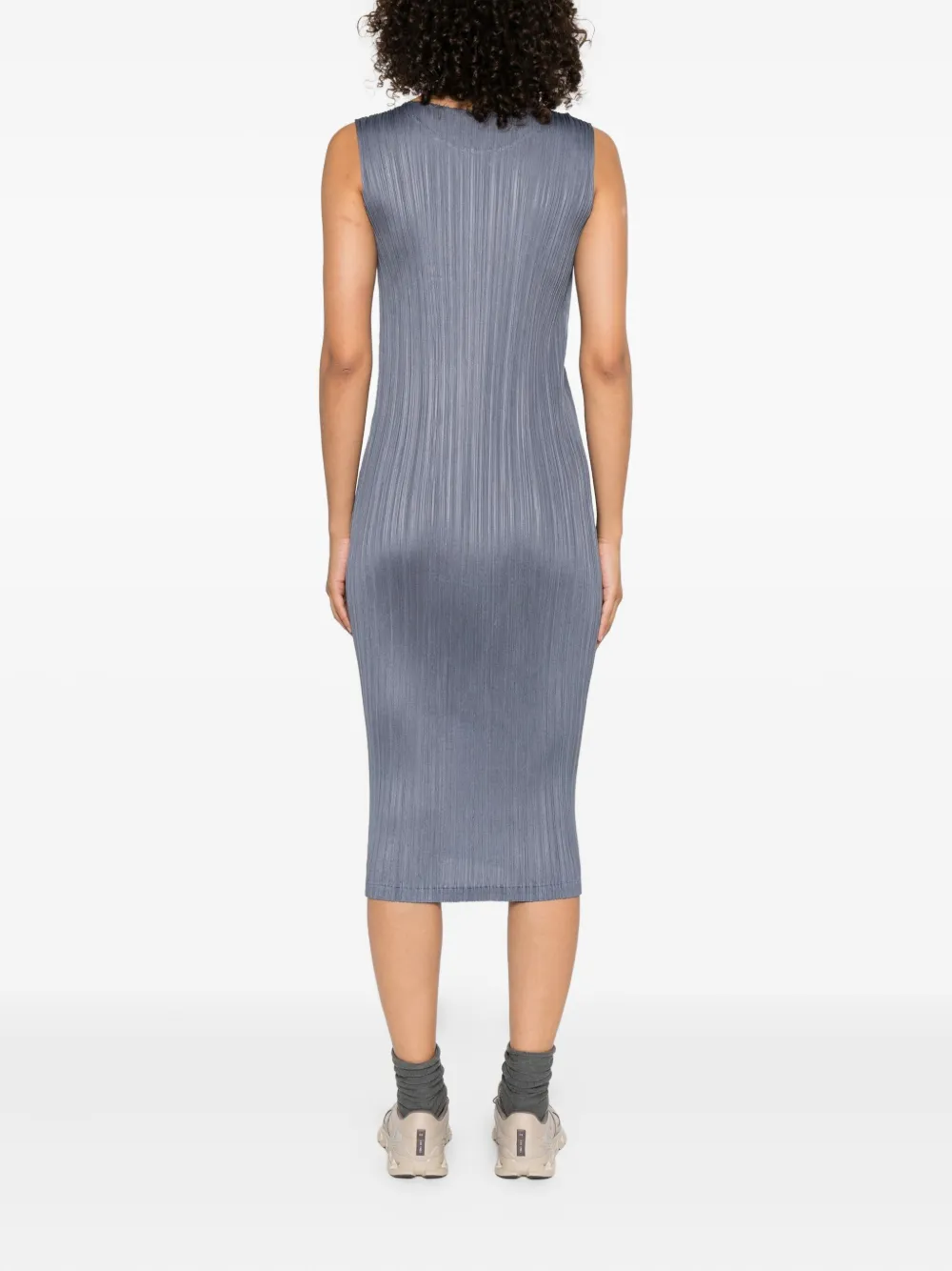Pleats Please Issey Miyake pleated midi dress Blauw