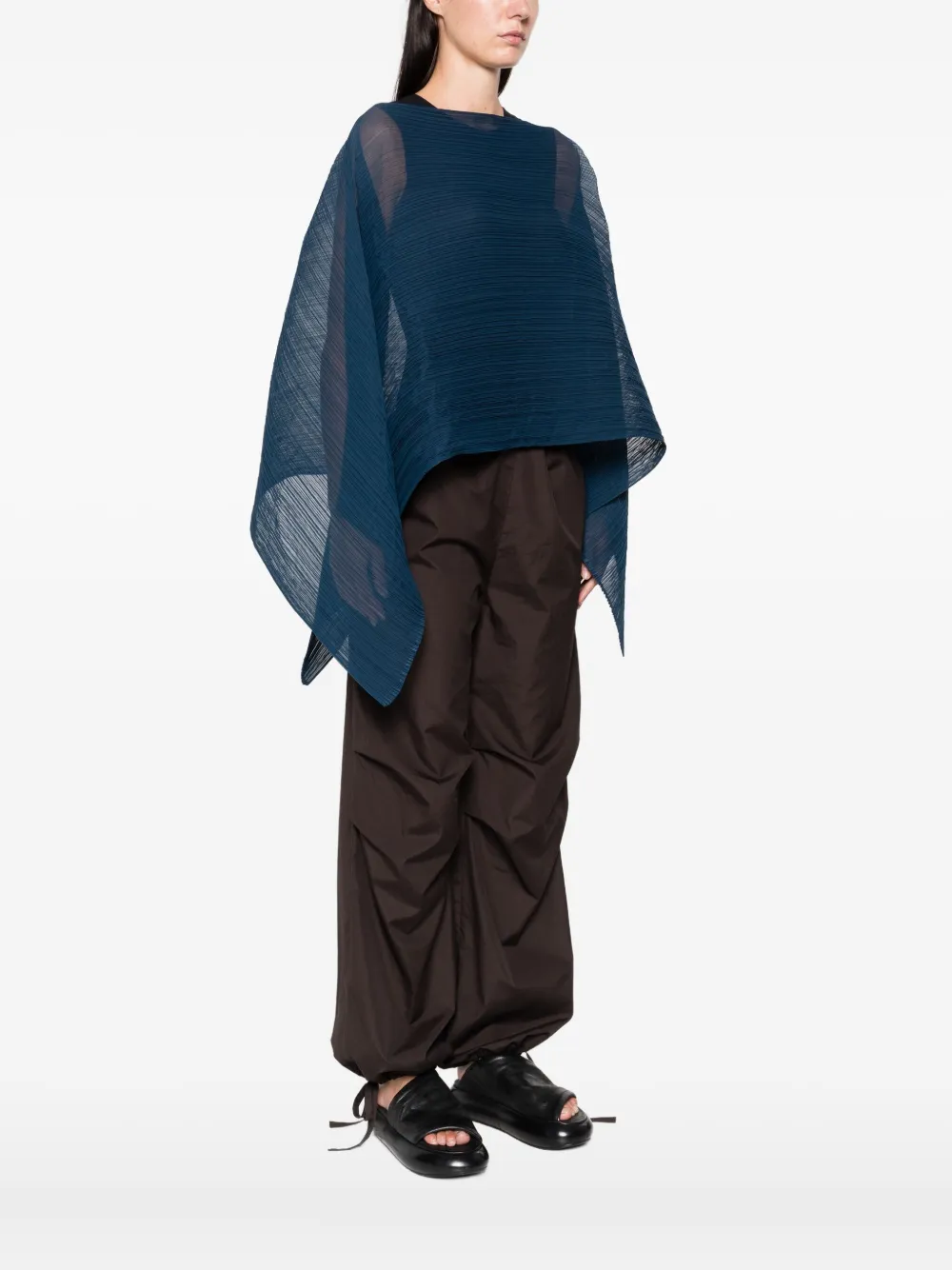 Pleats Please Issey Miyake Poncho met plooien Blauw
