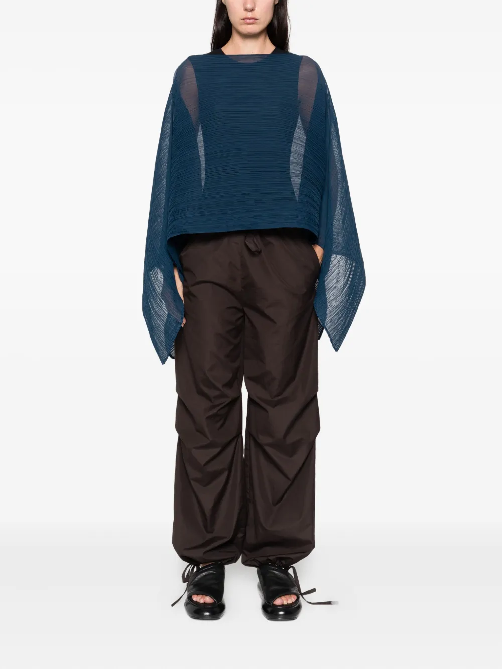 Pleats Please Issey Miyake Poncho met plooien Blauw