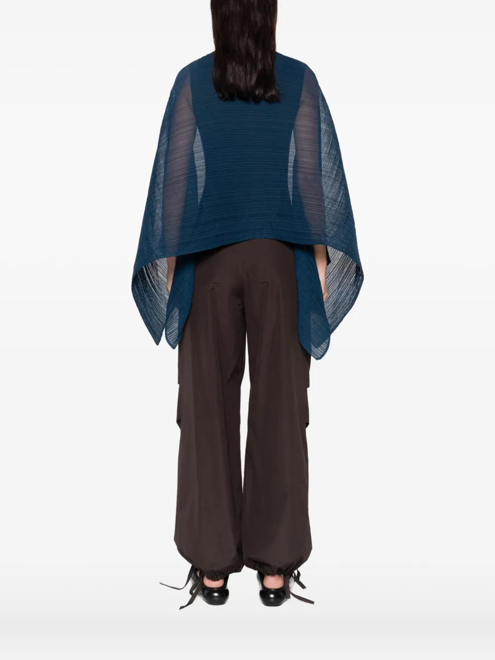 Pleats Please Issey Miyake Poncho met plooien Blauw