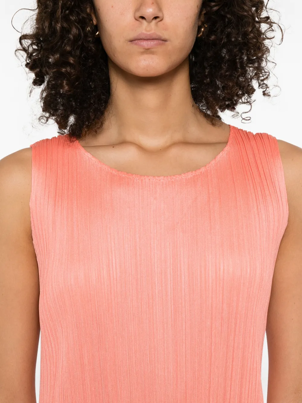 Pleats Please Issey Miyake pleated midi dress Oranje