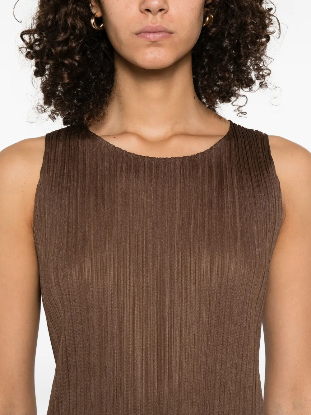 Pleats Please Issey Miyake Geplooide midi-jurk Bruin