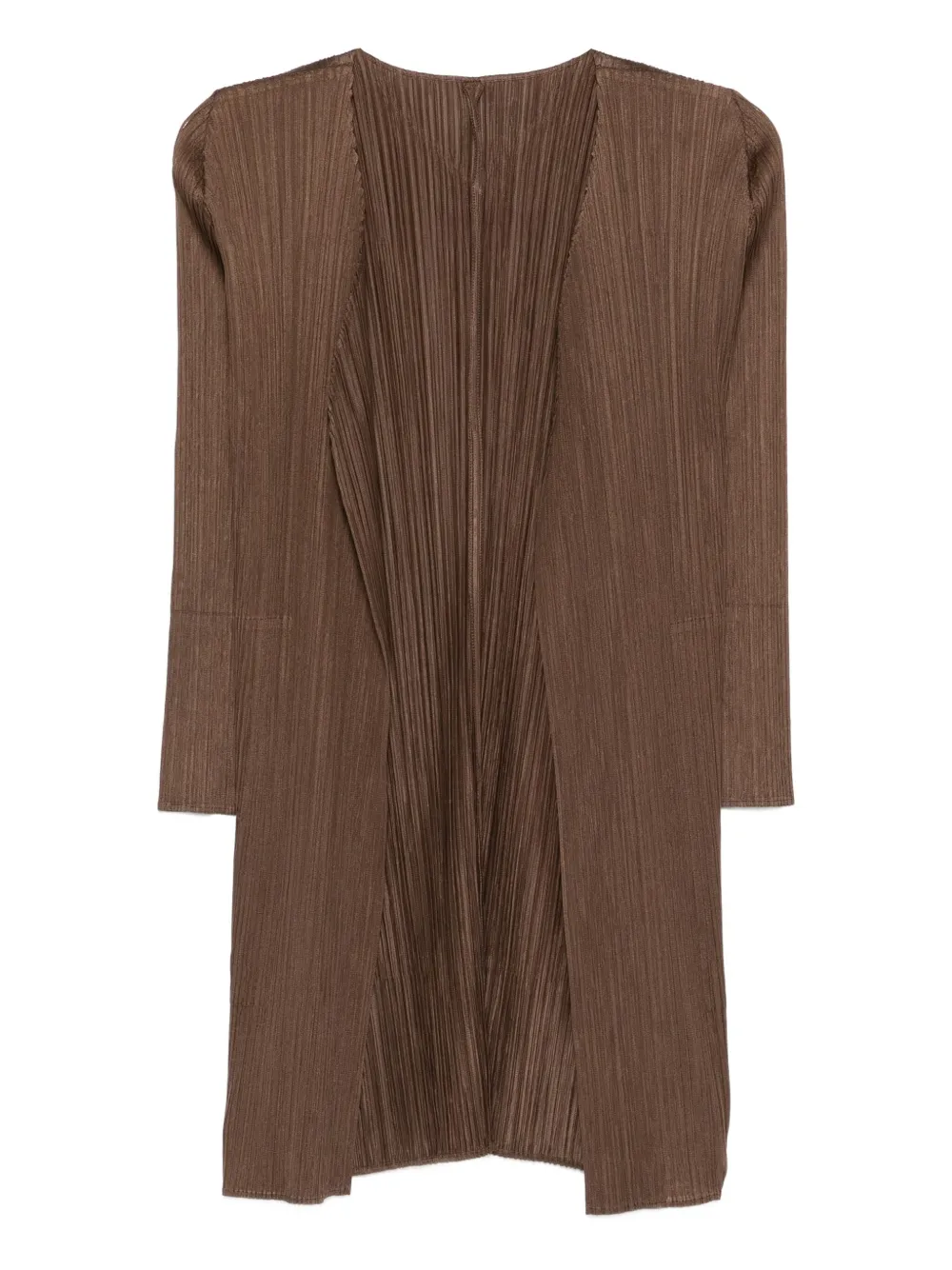 Pleats Please Issey Miyake Geplooide jas met open voorkant Bruin