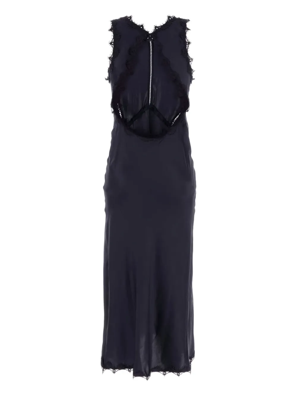 ISABEL MARANT lace-trimmed satin maxi party dress Zwart