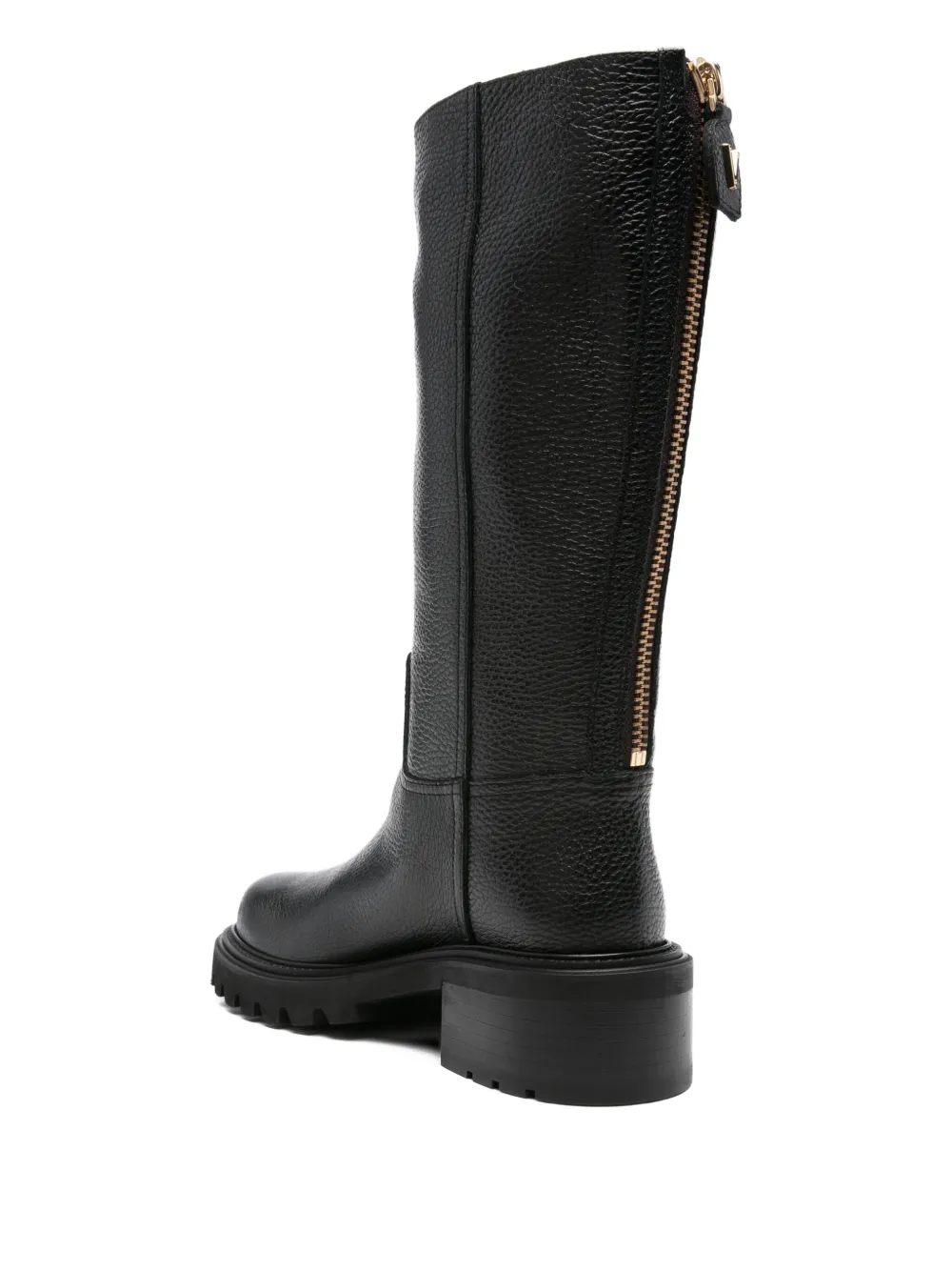 Via Roma 15 leather zip-detail boots Black