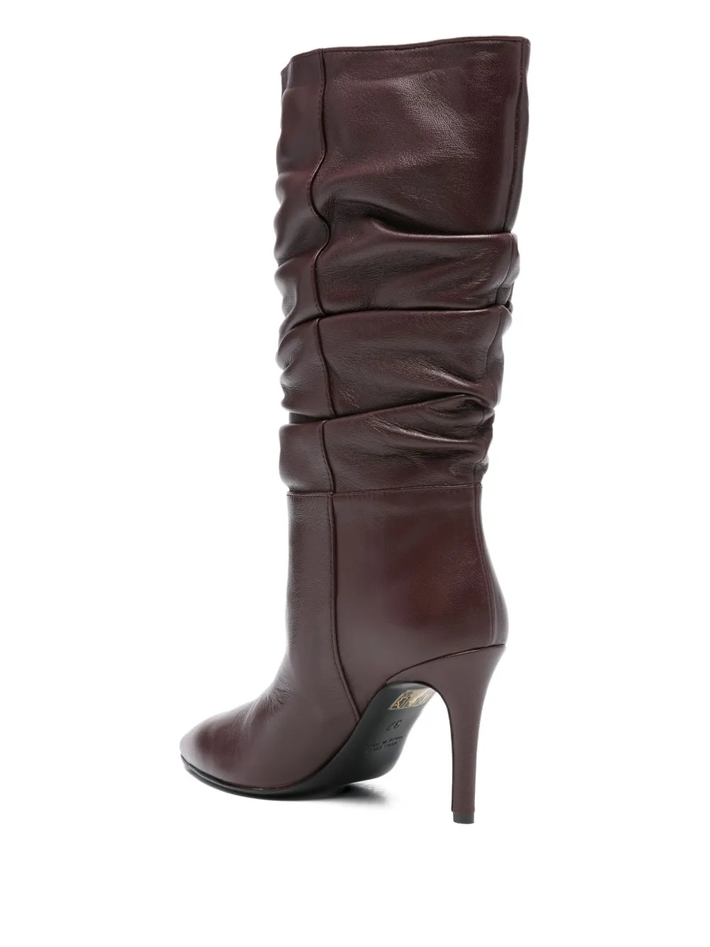 Via Roma 15 80mm calf leather pointed-toe boots Red