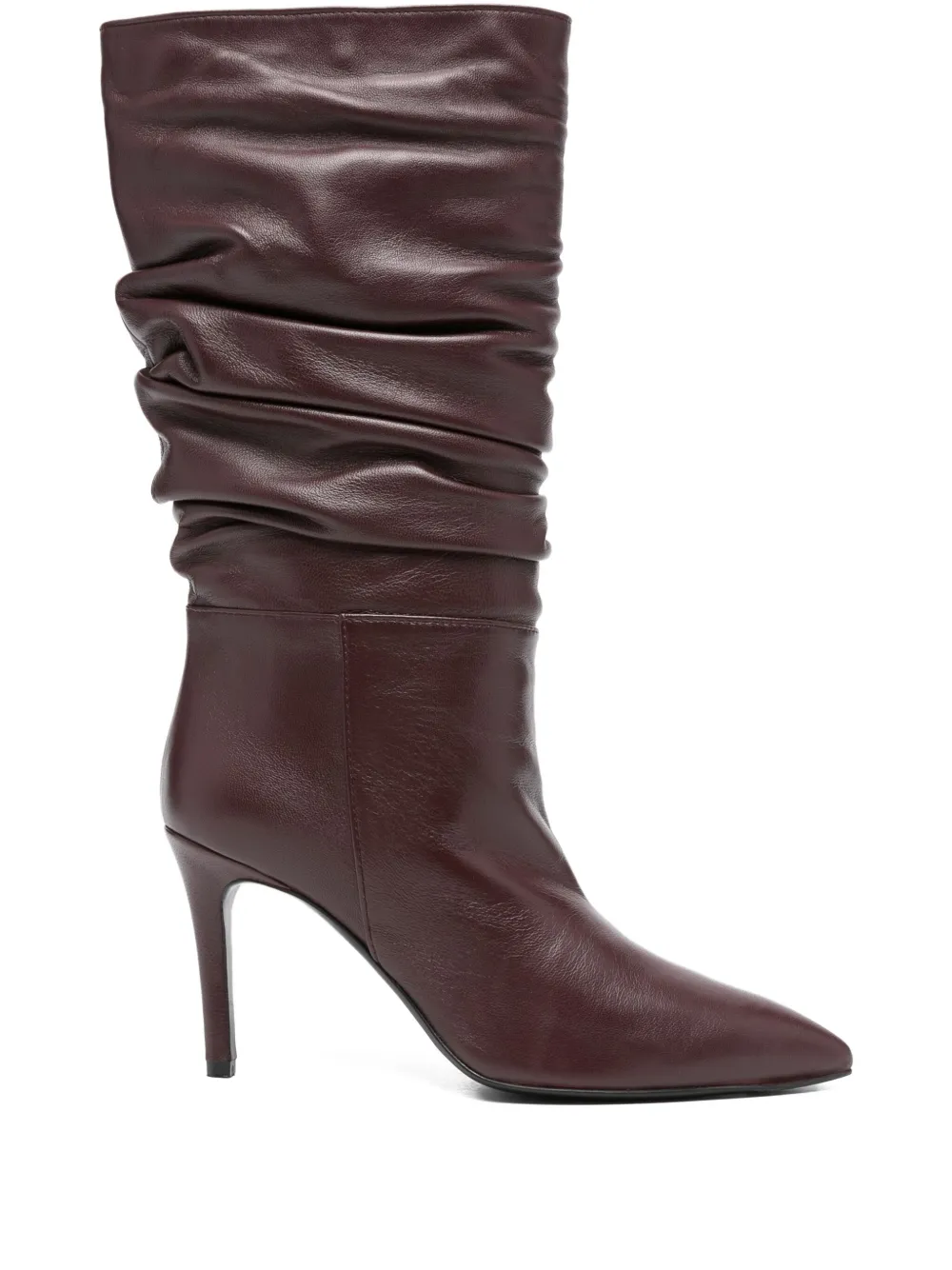 Via Roma 15 80mm calf leather pointed-toe boots Red