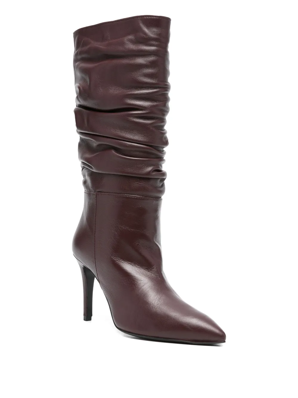 Via Roma 15 80mm calf leather pointed-toe boots Red