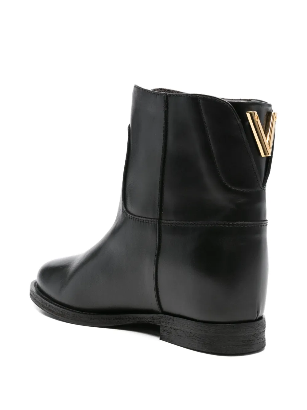 Via Roma 15 gold-detail leather boots Black