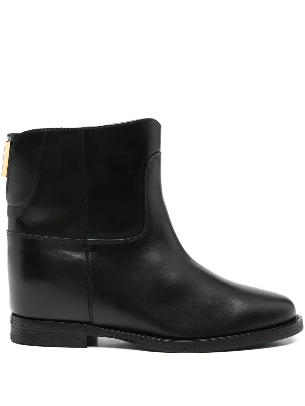 Via Roma 15 gold-detail leather boots Black