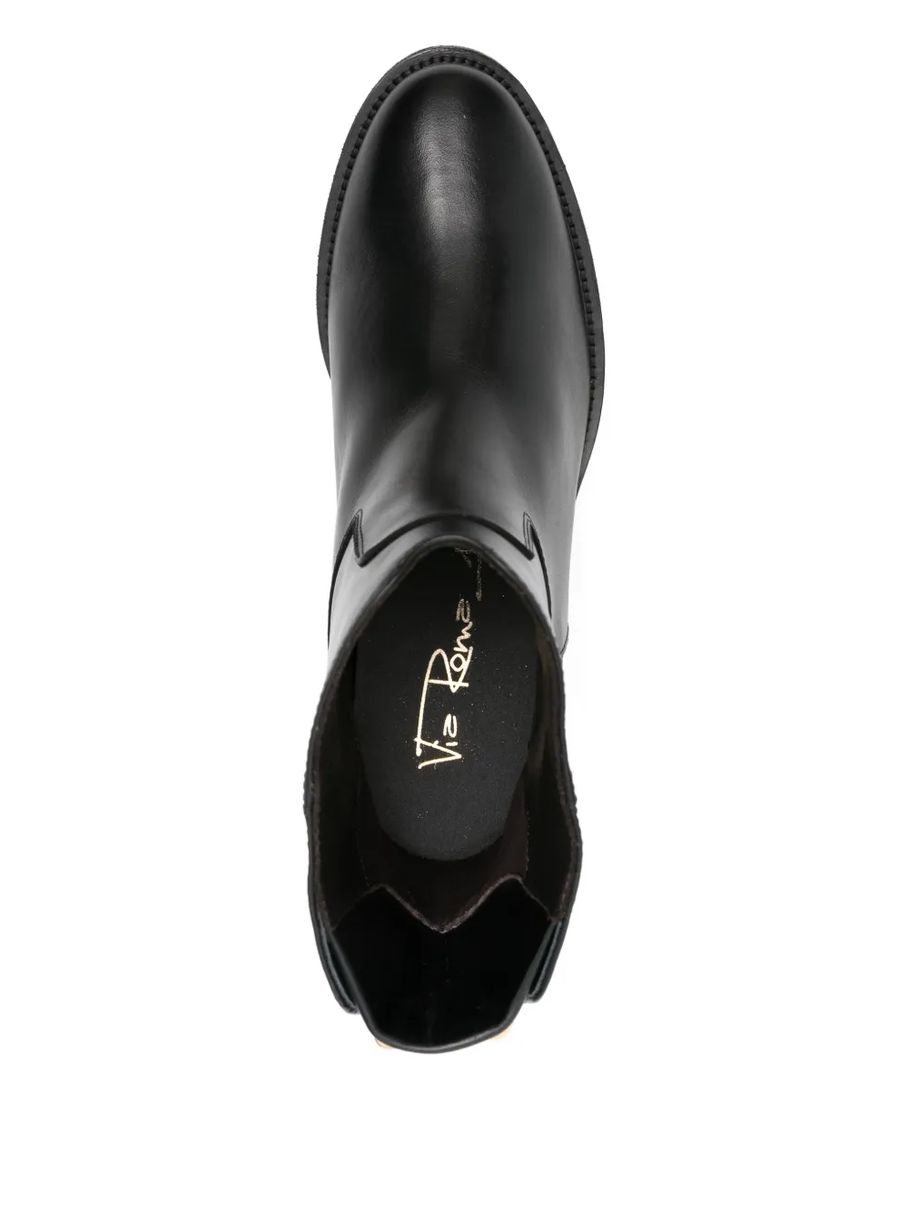 Via Roma 15 gold-detail leather boots Black