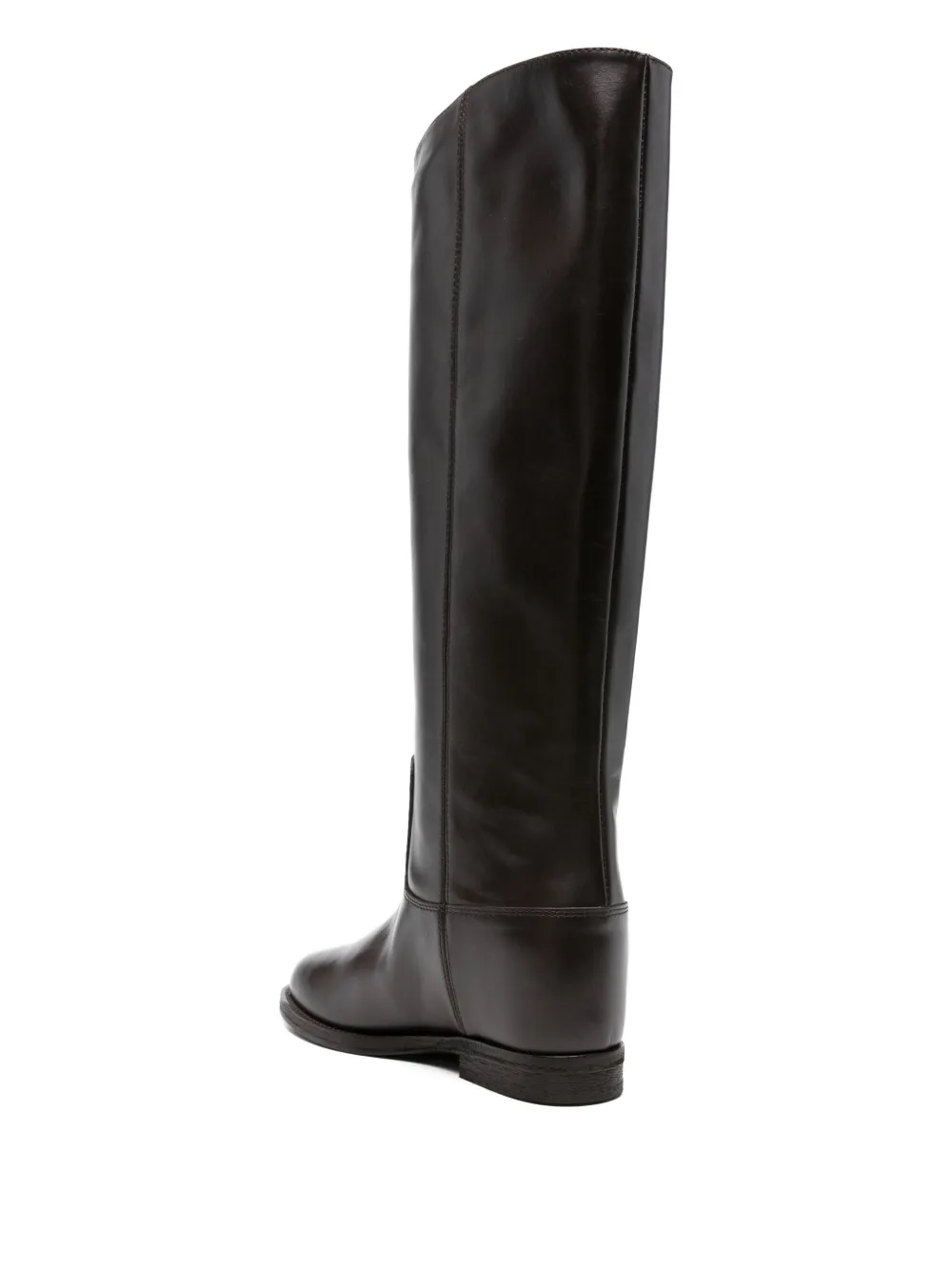 Via Roma 15 V-detail calf leather boots Brown