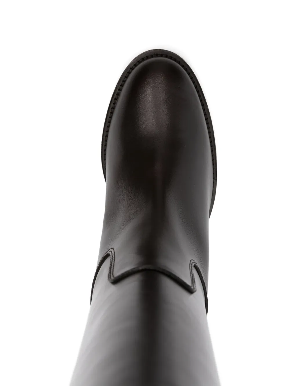 Via Roma 15 V-detail calf leather boots Brown
