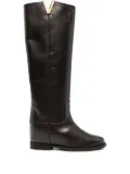 Via Roma 15 V-detail calf leather boots - Brown