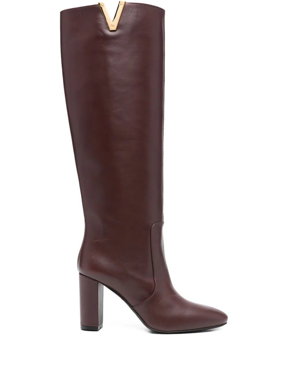 Via Roma 15 v-detail block-heel boots Red
