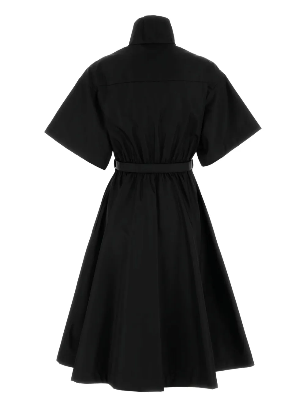 Prada belted zip-neck dress Zwart