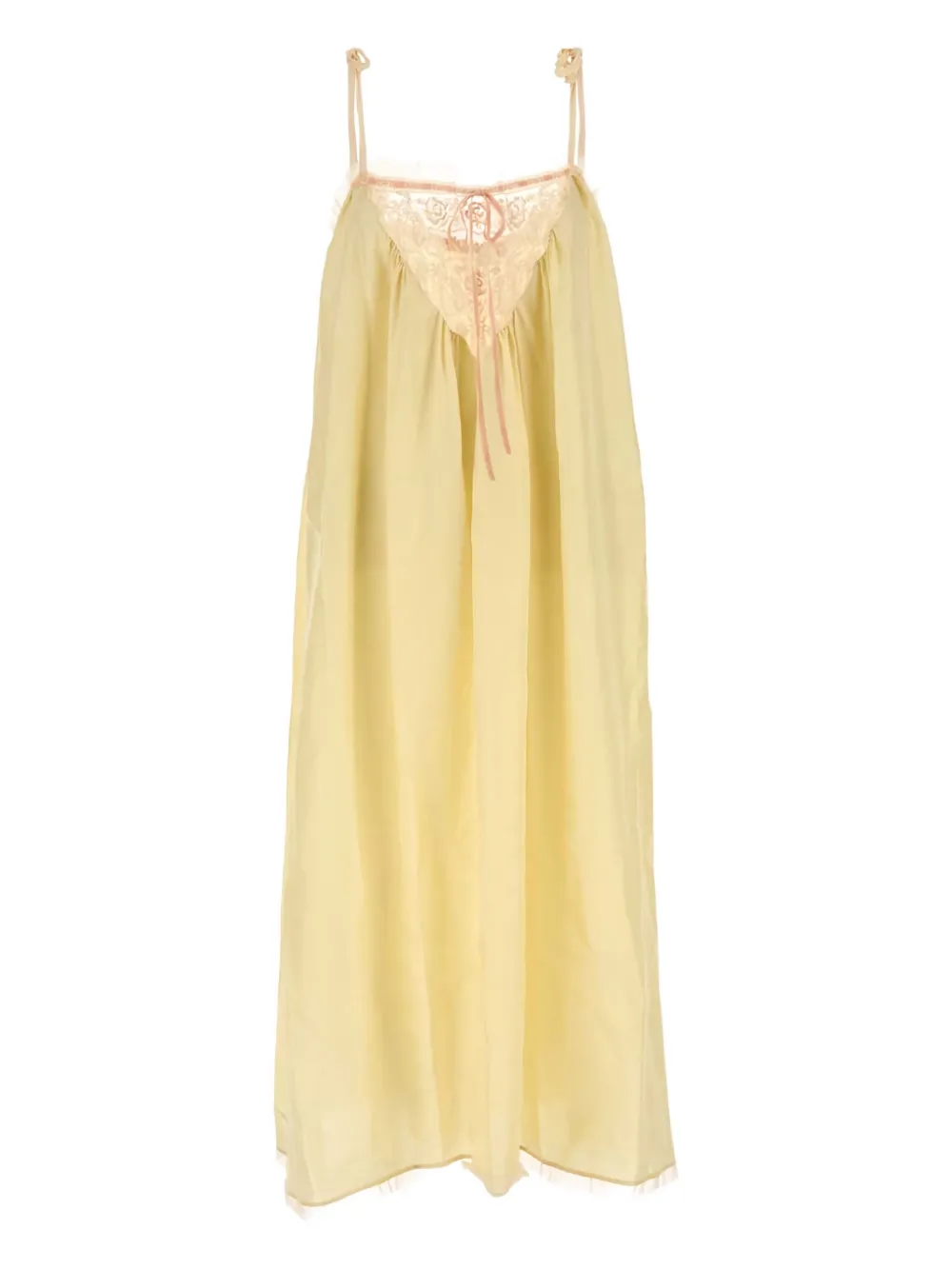 Chloé Lace-trimmed Silk Midi Dress In Yellow
