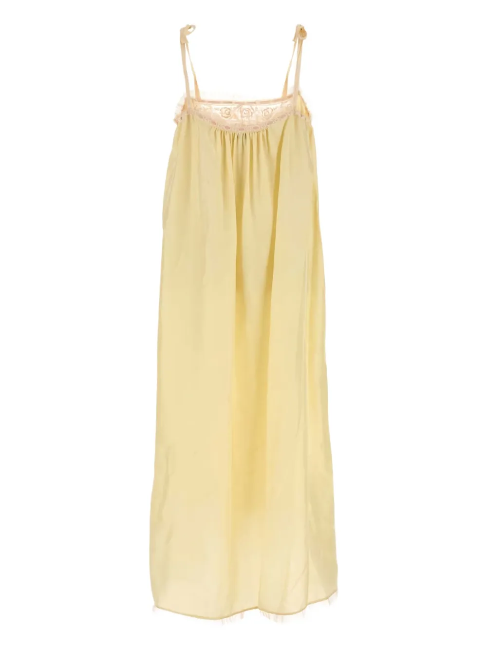 Chloé Lace-trimmed Silk Midi Dress In Yellow