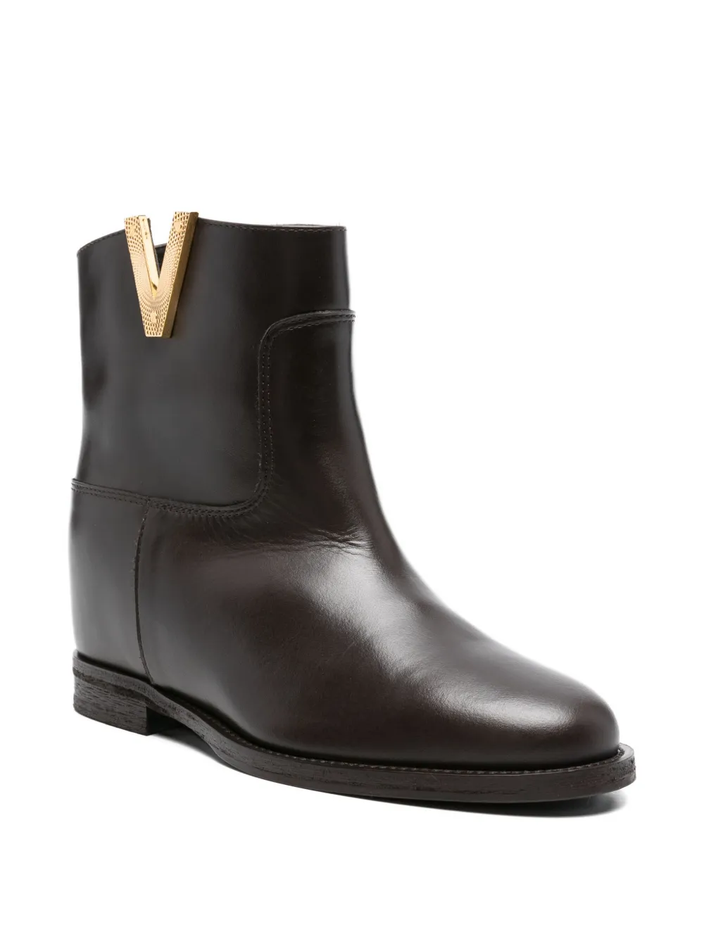 Via Roma 15 v-detail leather boots Brown