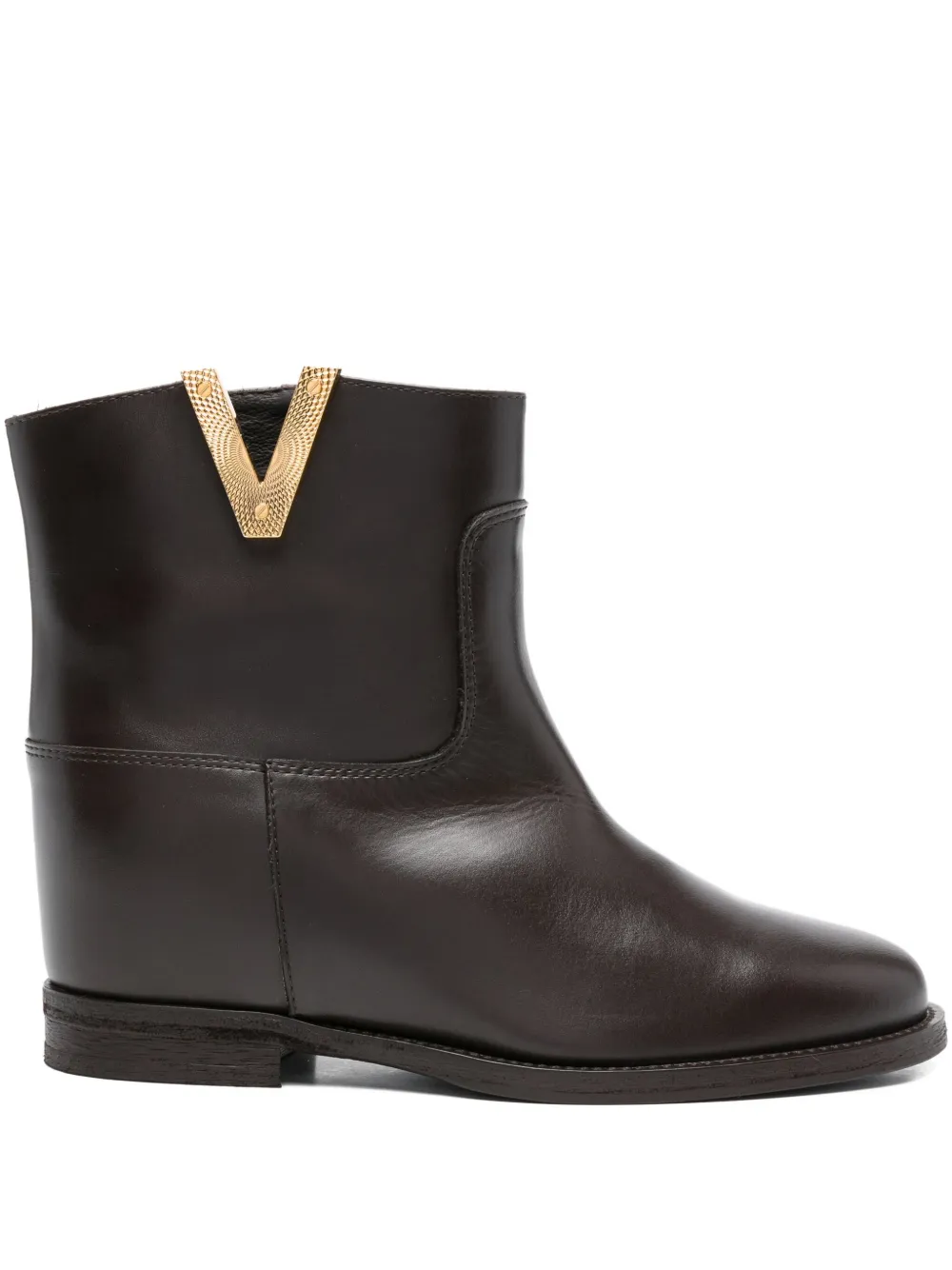 Via Roma 15 v-detail leather boots Brown