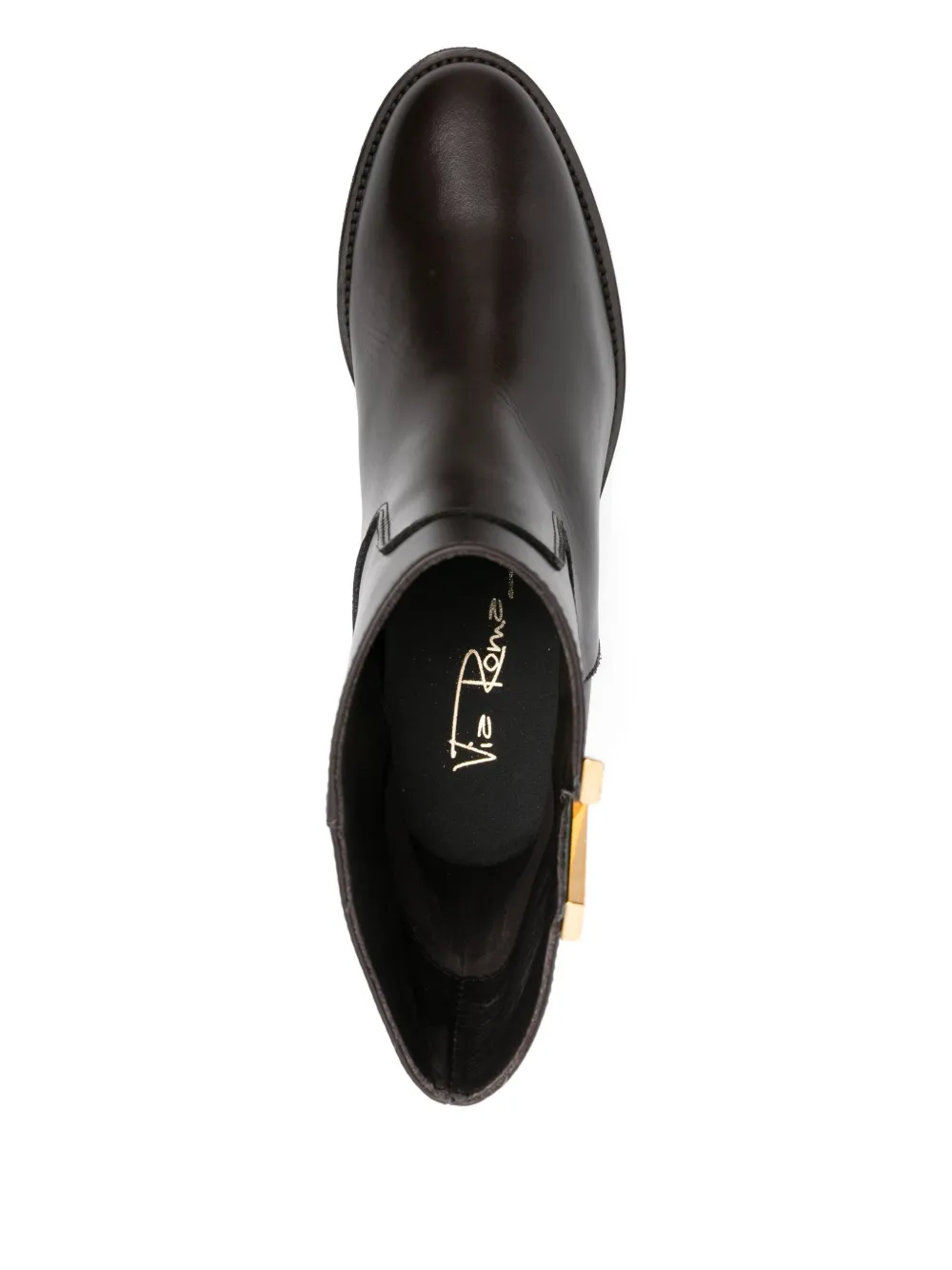 Via Roma 15 v-detail leather boots Brown