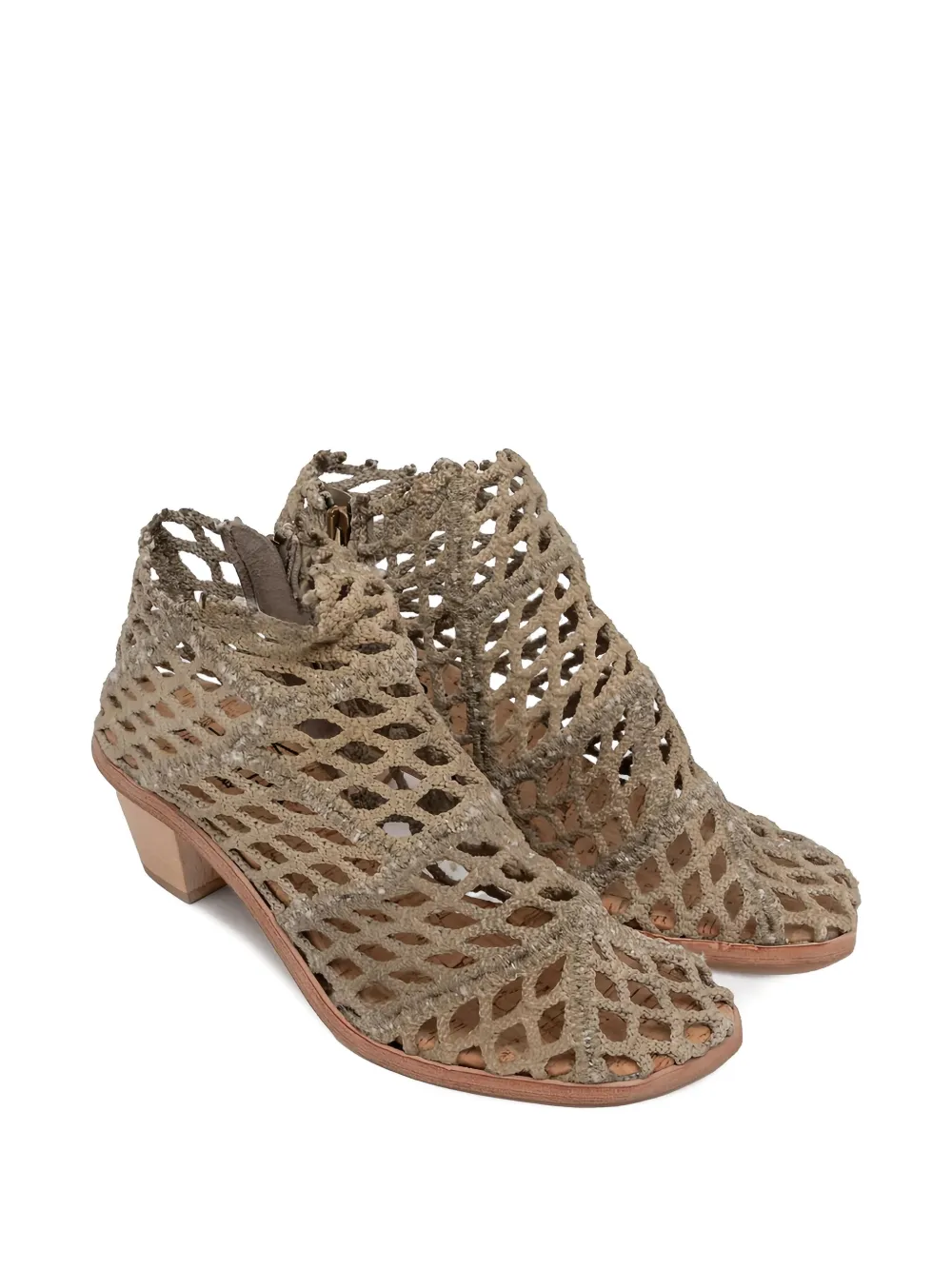 VERDURA SHOES block-heel netted boots Neutrals
