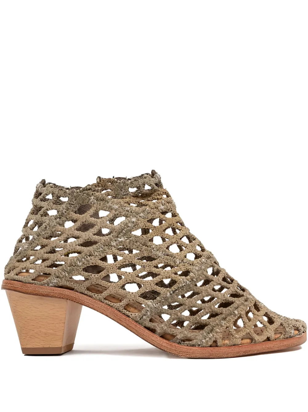 VERDURA SHOES block-heel netted boots Neutrals