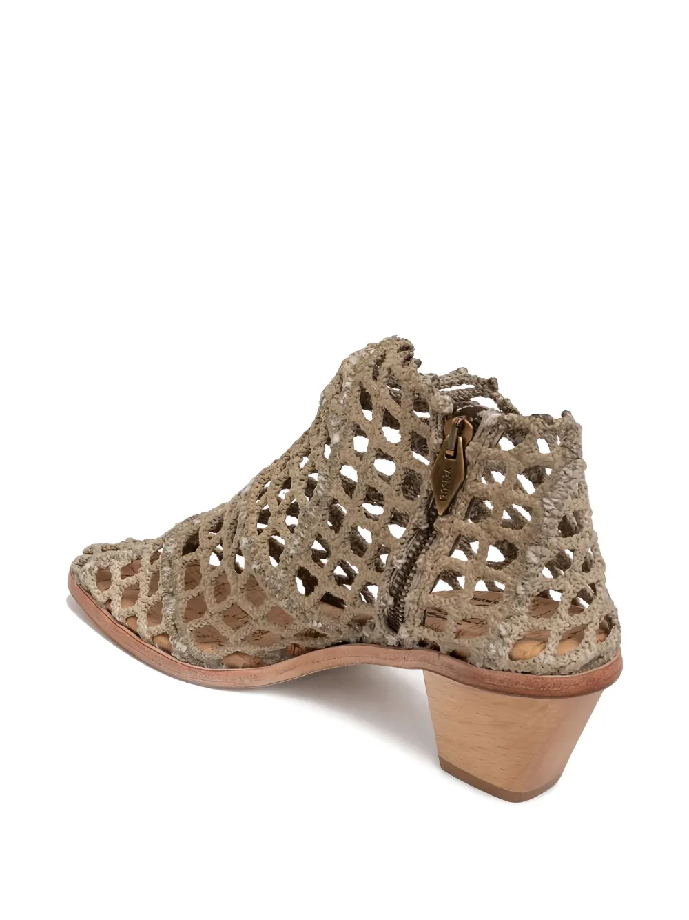 VERDURA SHOES block-heel netted boots Neutrals