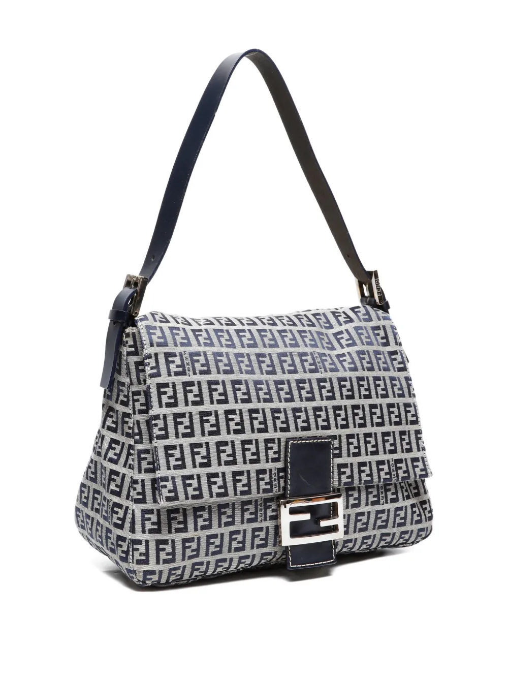 Pre-owned Fendi 2010-2020 Zucchino Mamma Baguette Handbag In Blue