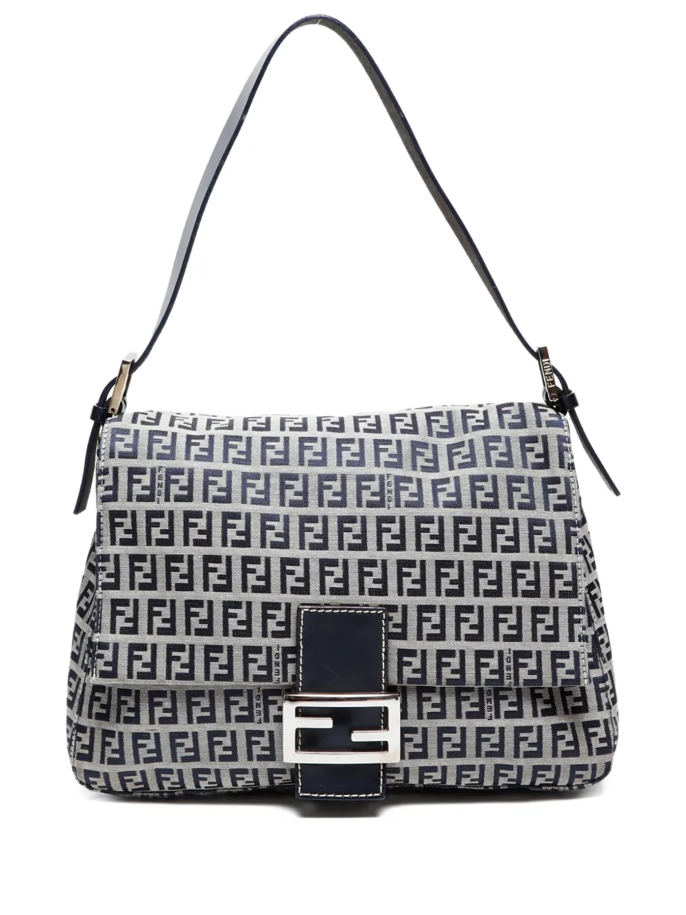 Pre-owned Fendi 2010-2020 Zucchino Mamma Baguette Handbag In Blue