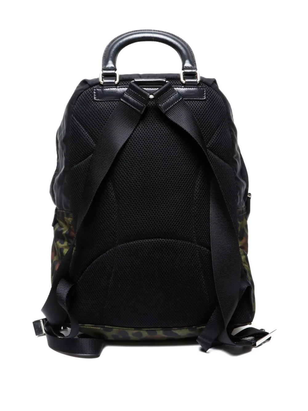Pre-owned Prada 2000-2015 Leopard-print Backpack In Green