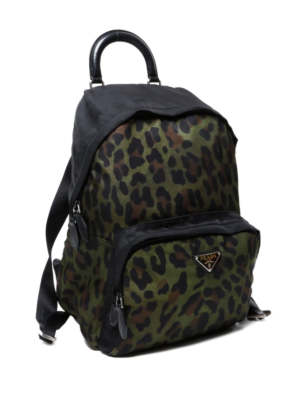 Pre-owned Prada 2000-2015 Leopard-print Backpack In Green