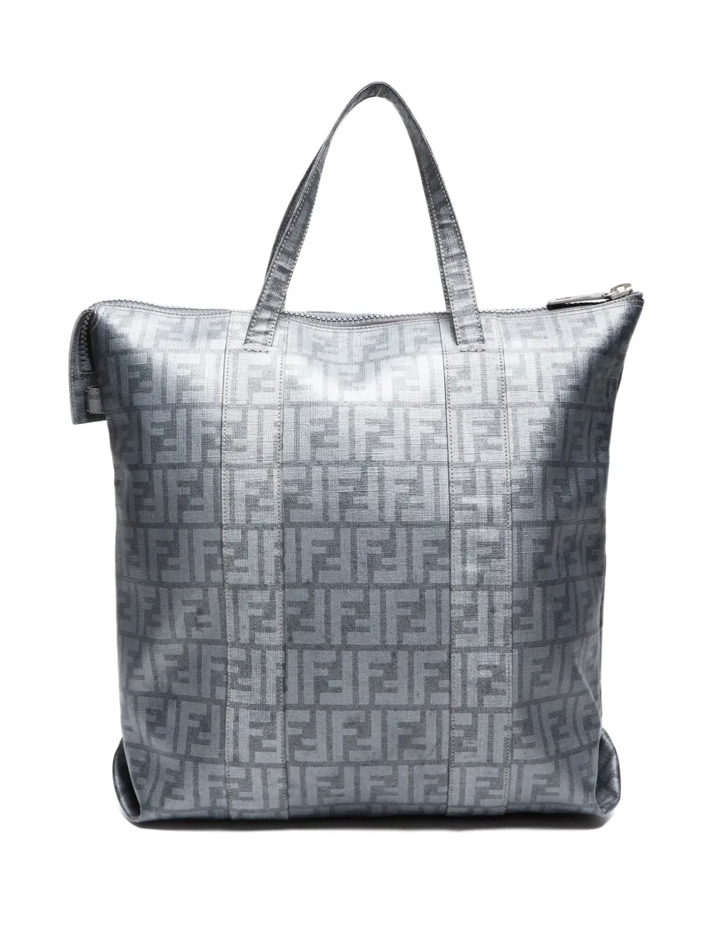 Pre-owned Fendi 2000s Zucca Tote Bag In Gray