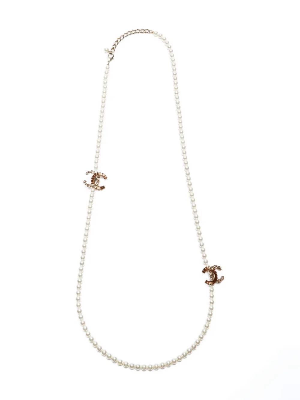 CHANEL Pre-Owned 2017 ココマーク パール ネックレス - ホワイト CHANEL Pre-Owned 2017 ココマーク パール ネックレス - ホワイト