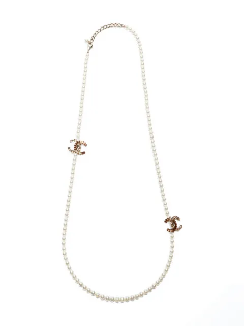 CHANEL Pre-Owned 2017  CC Mark Pearl long necklace