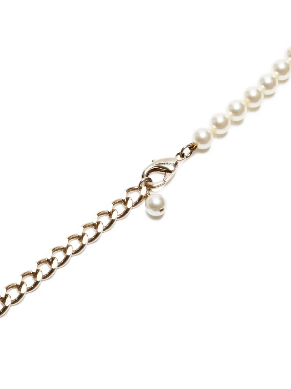 Pre-owned Chanel 2017 Cc Mark Pearl Long Necklace In White