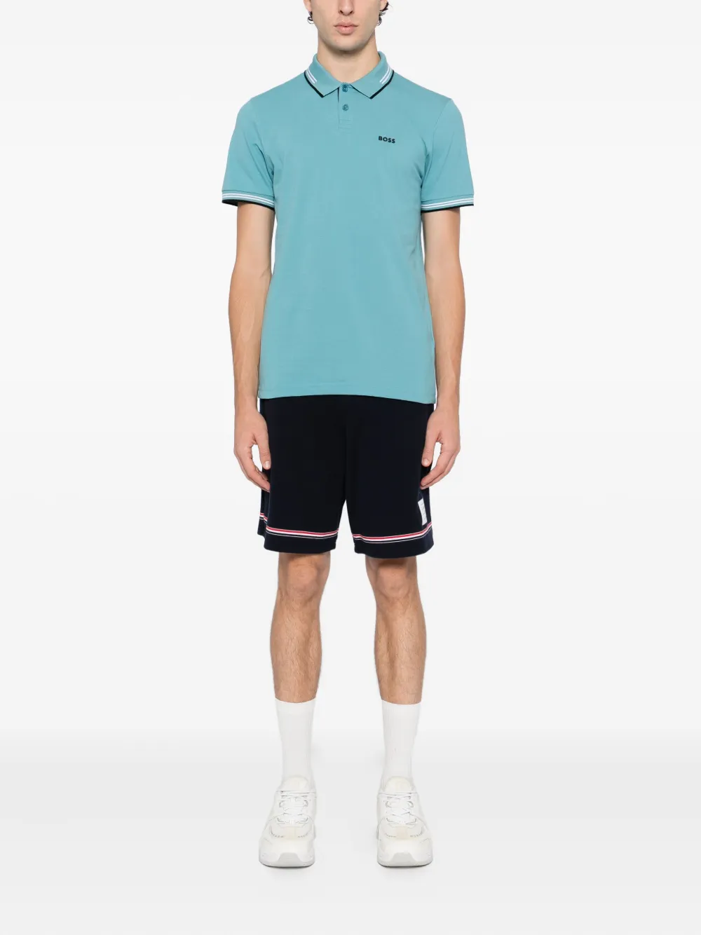 BOSS Poloshirt met logo-reliëf - Blauw