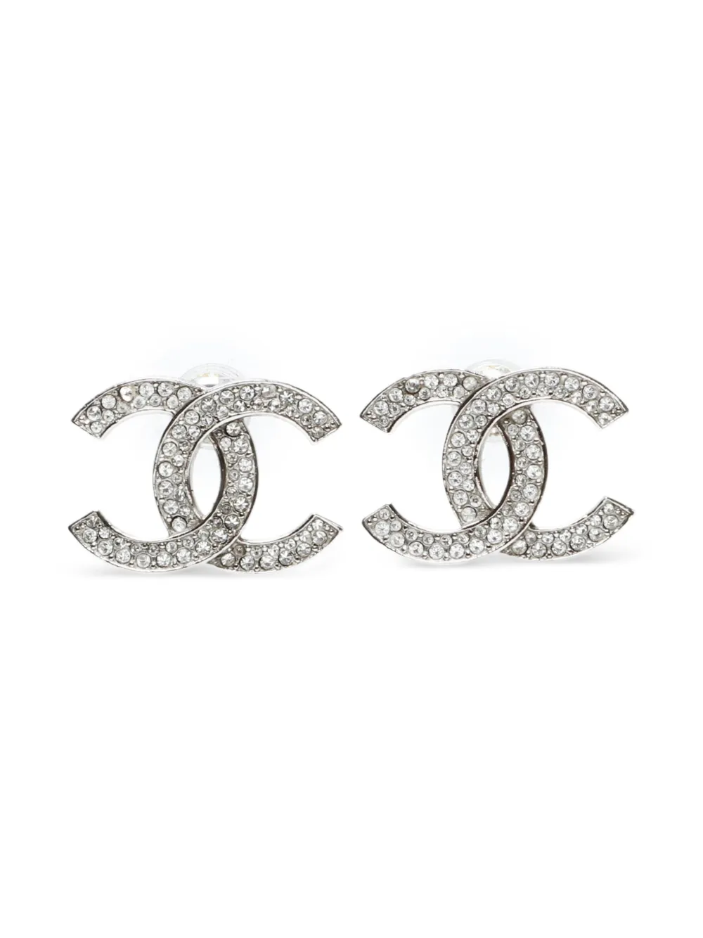CHANEL Pre-Owned 2020 ココマーク ラインストーン ピアス - シルバートーン CHANEL Pre-Owned 2020 ココマーク ラインストーン ピアス - シルバートーン