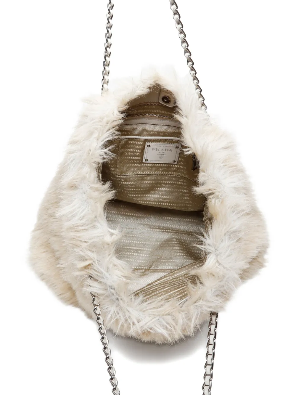 Pre-owned Prada 2000 Faux-fur Tote Bag In White
