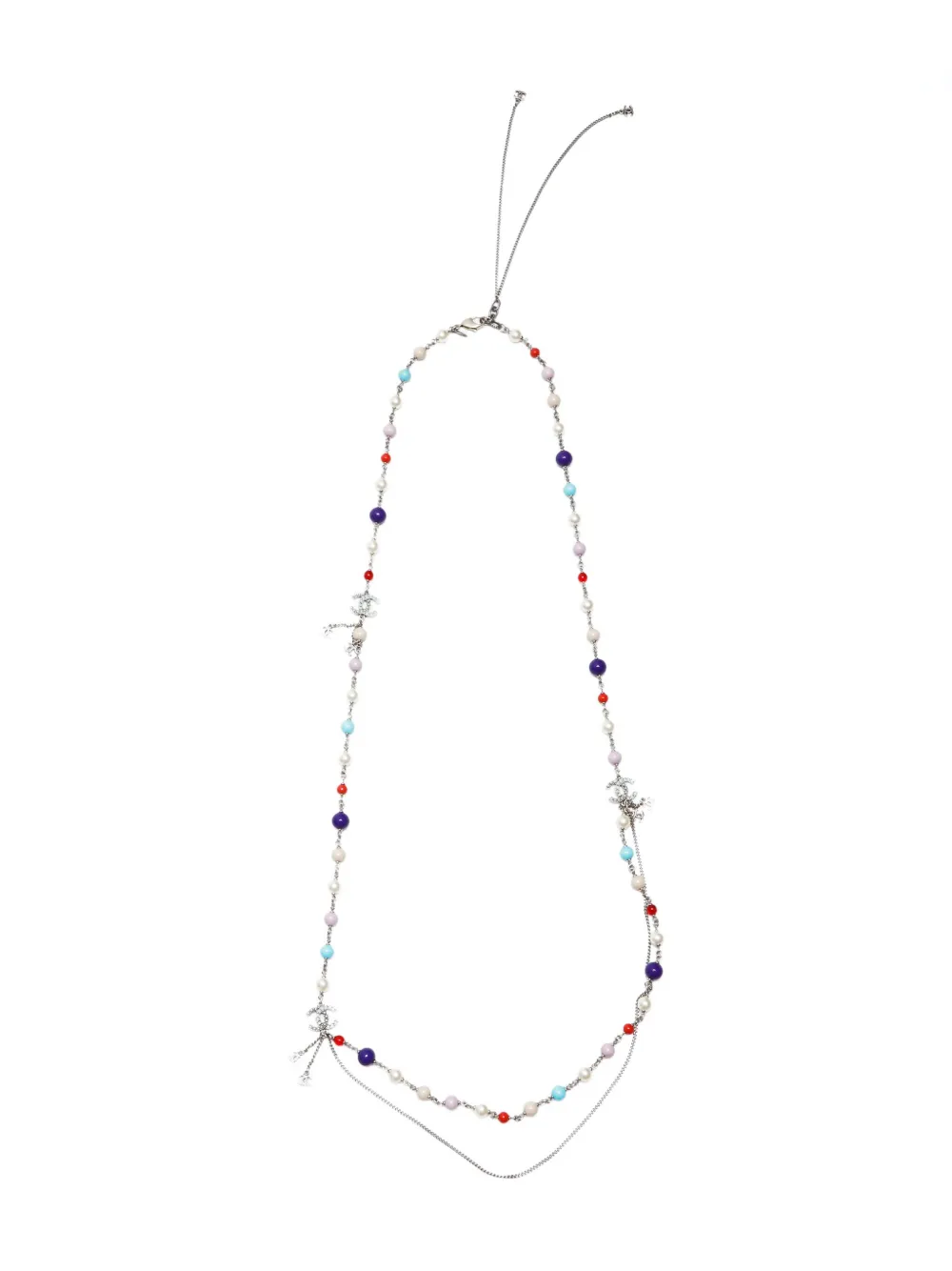 CHANEL Pre-Owned 2012 CC Mark Pearl Long necklace - シルバートーン CHANEL Pre-Owned 2012 CC Mark Pearl Long necklace - シルバートーン