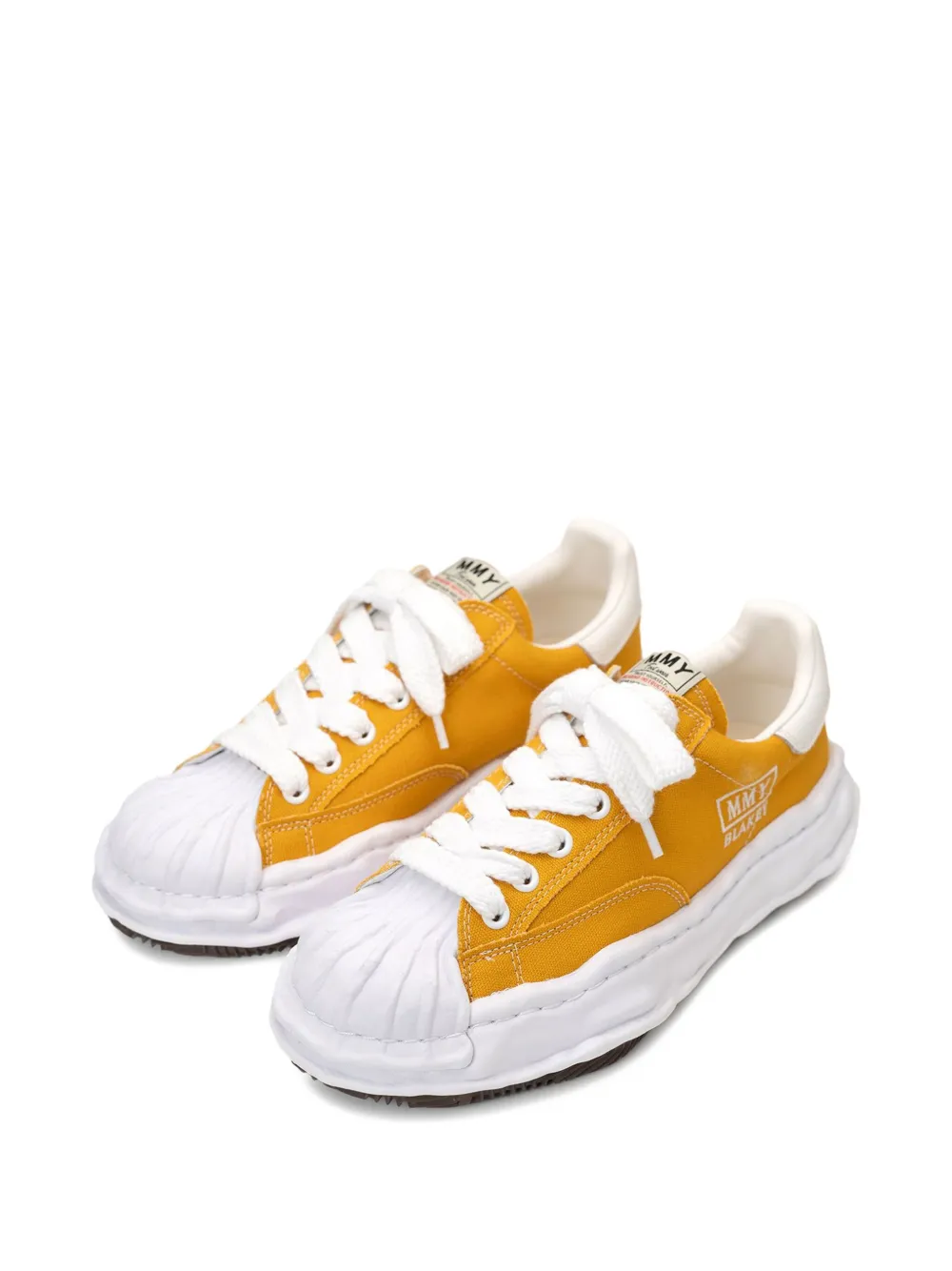 Maison MIHARA YASUHIRO Blakey pleated-toe low-top sneakers Yellow