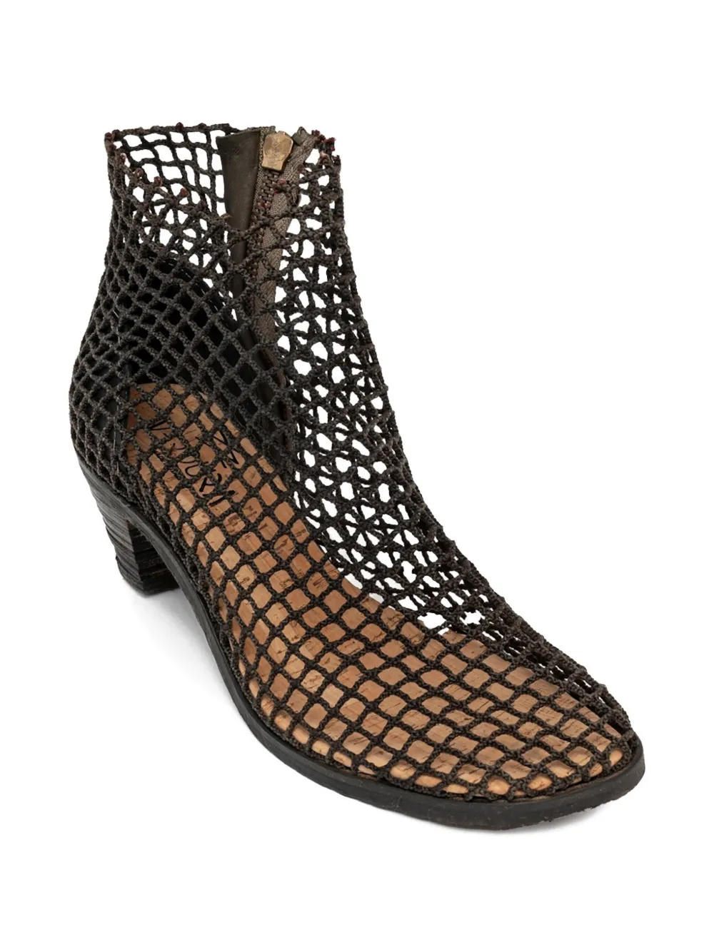 VERDURA SHOES net-pattern block-heel boots Brown