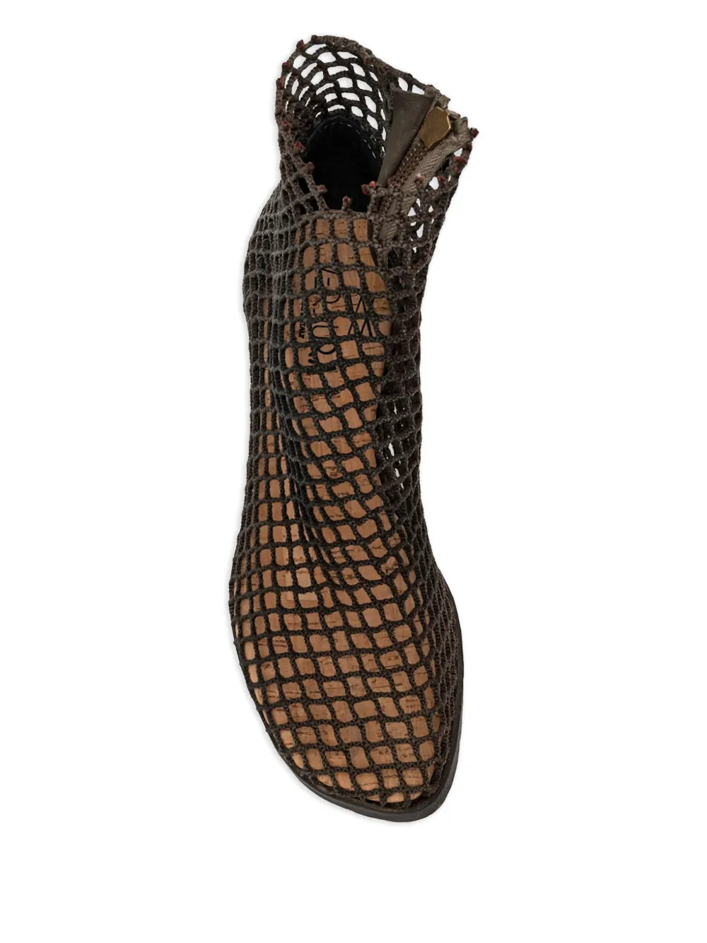 VERDURA SHOES net-pattern block-heel boots Brown