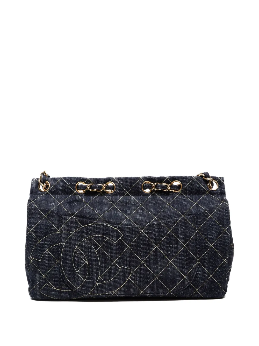 Pre-owned Chanel 2005-2006 Denim Chain Shoulder Bag In Blue