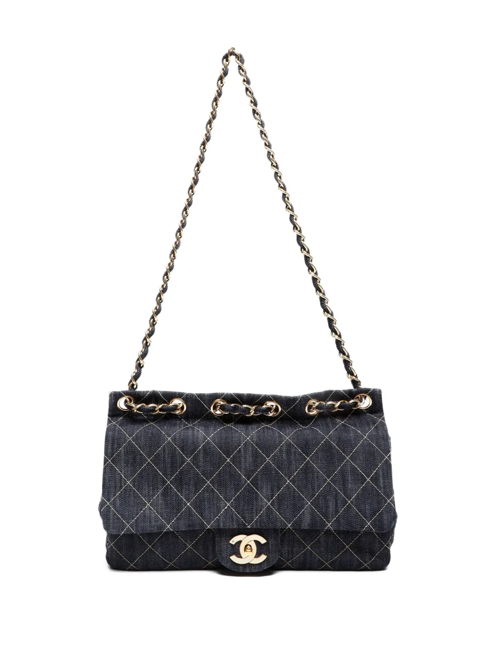 Pre-owned Chanel 2005-2006 Denim Chain Shoulder Bag In Blue