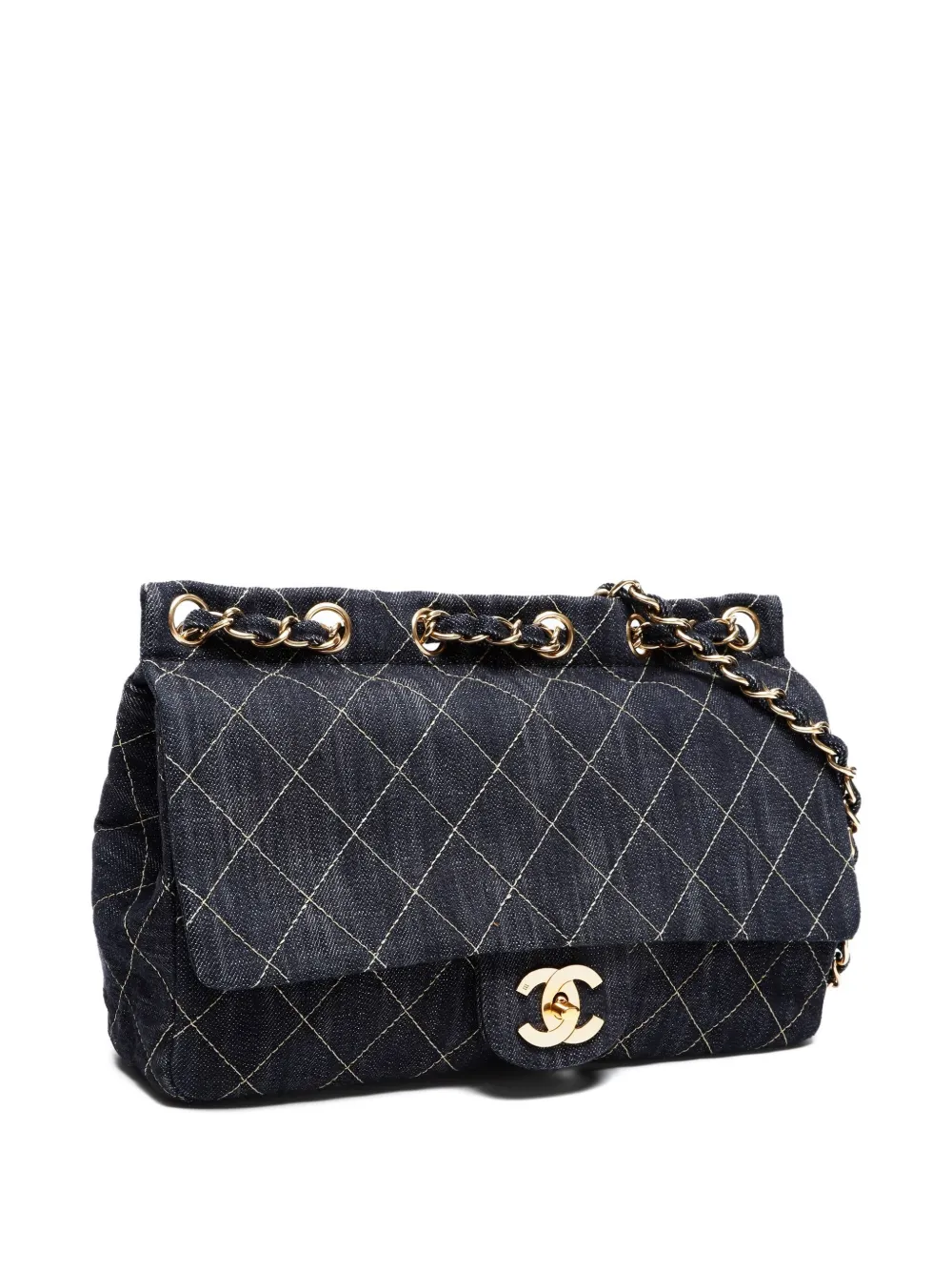 Pre-owned Chanel 2005-2006 Denim Chain Shoulder Bag In Blue