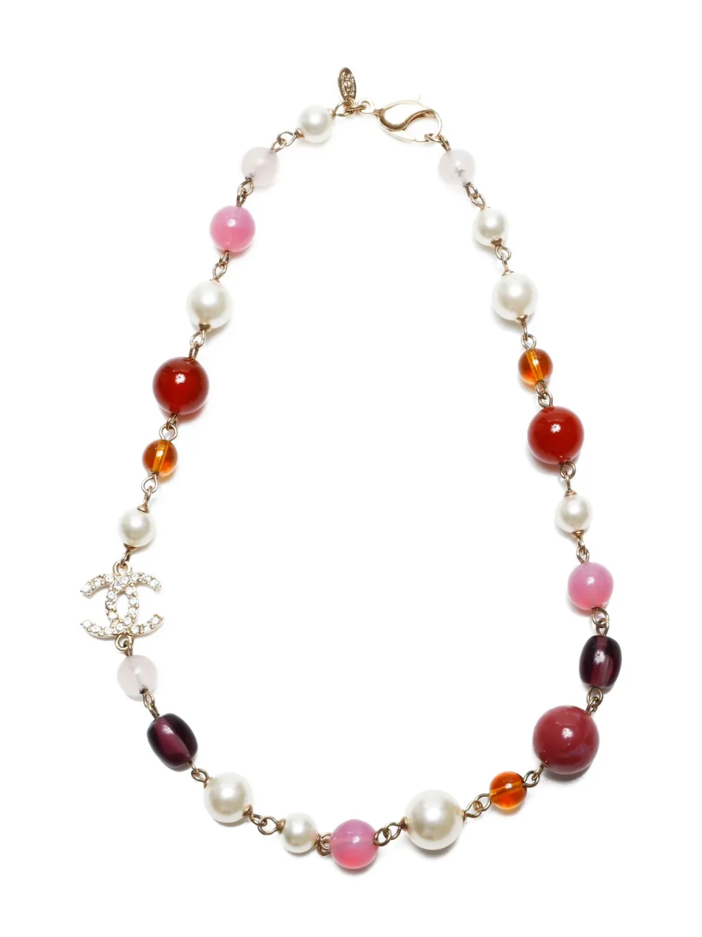 CHANEL Pre-Owned 2008 CC Mark pearl necklace - レッド CHANEL Pre-Owned 2008 CC Mark pearl necklace - レッド